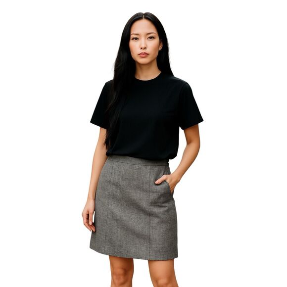 Banana Republic Women's Gray Skirt Size 14 Linen Blend Fully Lined With Slit - Picture 1 of 7